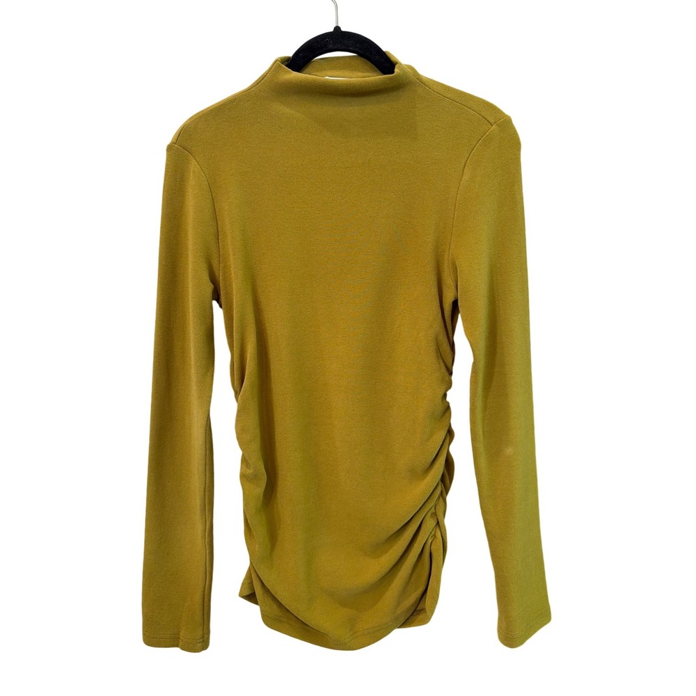 OGL Mustard Yellow Eco Mousse Ruched Side Long Sleeve Ribbed Top Size Medium